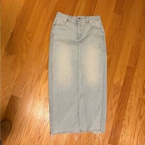 Express Light Blue Denim Maxi Skirt